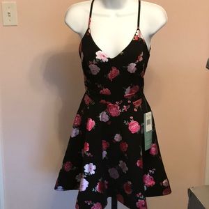 B. Smart Black Dress with Pink & Red Floral Print NWT